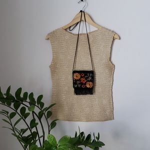 Bubble Pleated Sleeveless Gold Stretch Top